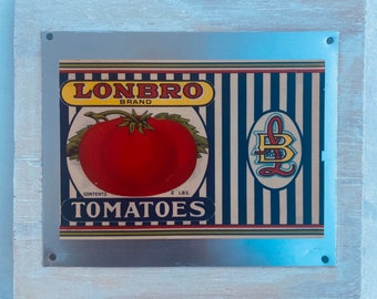 Custom Hand Made Barn Art Kitchen Decor with Original Vintage Tomato Can Label
