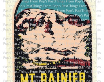 Mount Rainier National Park Souvenir Sticker - c. 1950s (estimated) - Digital File - Junk Journal