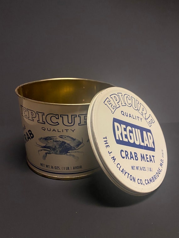 Epicure Maryland Crab Meat Tin with Lid Advertisements Collectibles Art
