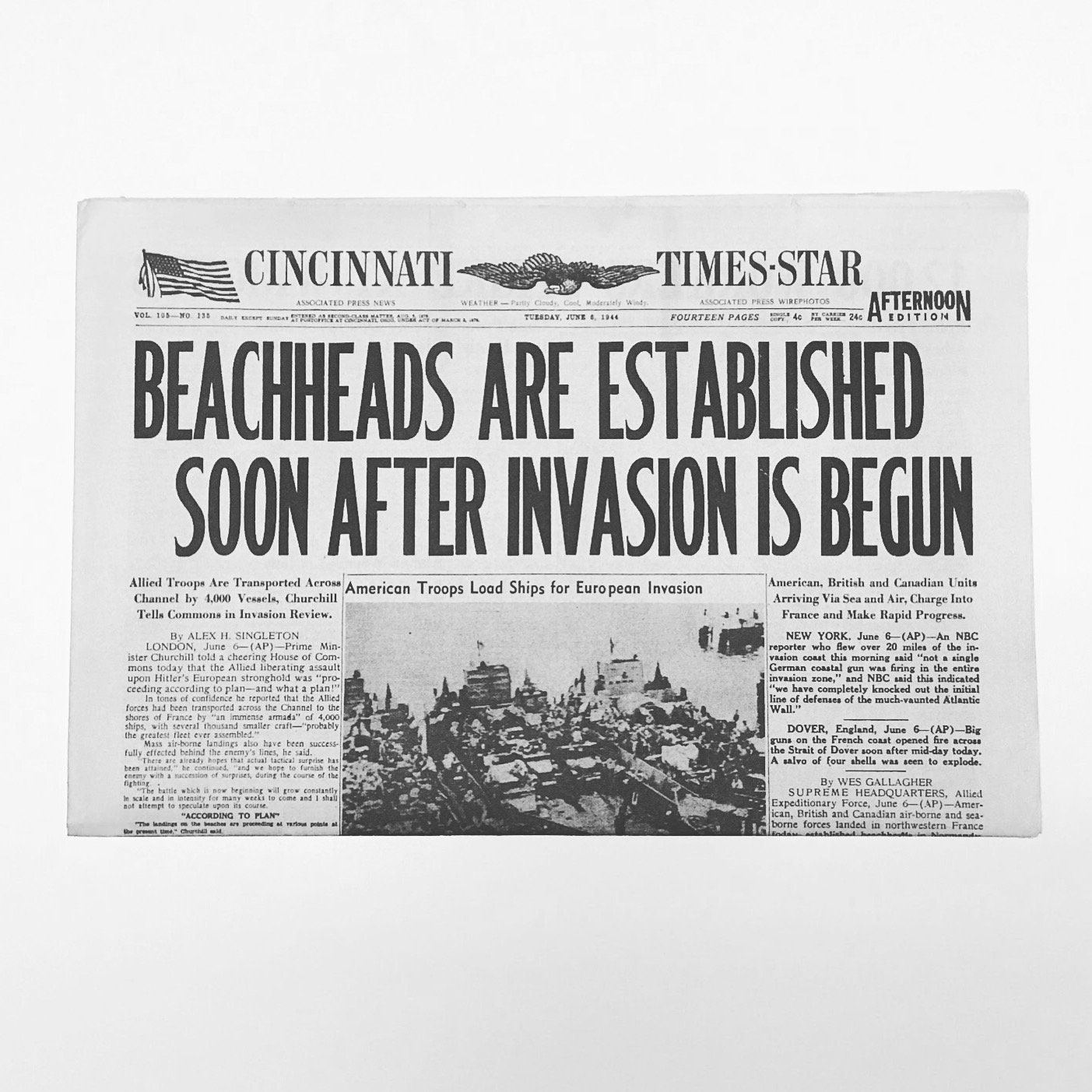 Four Newspaper Reprints - World War II Buff Collector's Pack