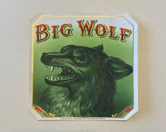 1920s Vintage Big Wolf Embossed Cigar Box Label