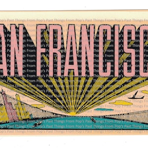 San Francisco Souvenir Aufkleber - c. 1950er Jahre (geschätzt) - Digitale Datei - Junk Journal
