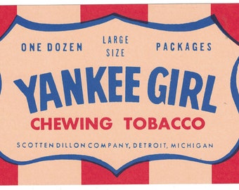1940s Yankee Girl Chewing Tobacco Label