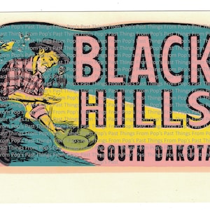 Black Hills South Dakota Souvenir Sticker - c. 1950s (estimated) - Digital File - Junk Journal