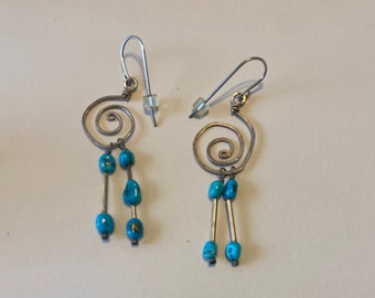 Handmade Sterling Silver and Genuine Turquoise Earrings
