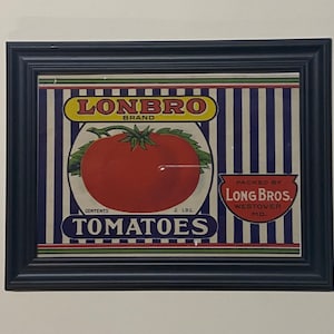 Vintage Framed Kitchen Decor - Canned Tomatoes Labels - Four Different Labels to Choose From