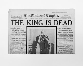 Newspaper Reprint - King George V: "The King is Dead," The Mail and Empire, January 21, 1936