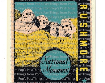 Mount Rushmore South Dakota Souvenir Sticker - c. 1950s (estimated) - Digital File - Junk Journal
