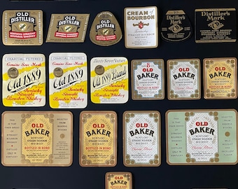 24 Different Vintage Whiskey/Liquor Labels - New Old Stock - Different Sizes/Brands