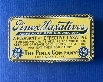 Pinex Laxatives Tin from 1914 - Fort Wayne, Indiana - Great Condition!