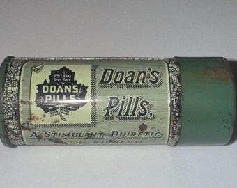 Vintage Doan’s Pills Pocket Tin – Foster-Milburn Co. – Buffalo, NY – Green 1940s Empty Metal Tin