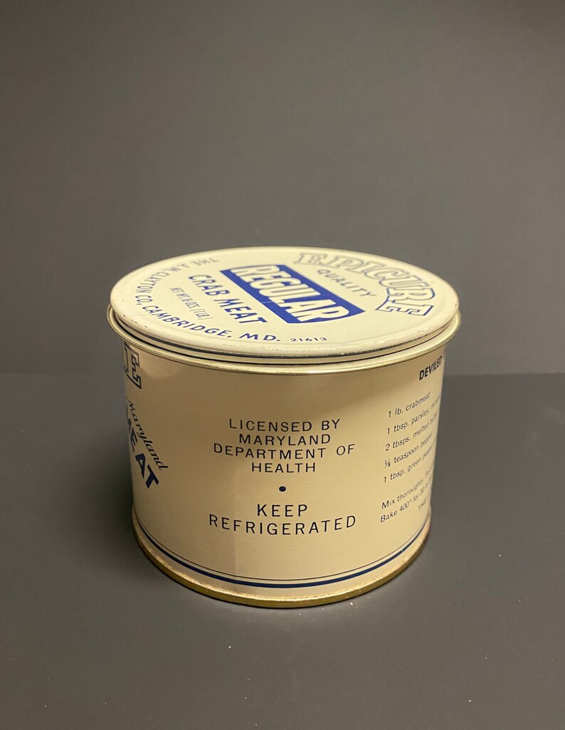 Epicure Maryland Crab Meat Tin With Lid Etsy