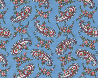 Belle Isle fabric yardage | Farmhouse paisley on a blue background | Floral Americana/Patriotic fabric by Minick and Simpson |Item #14923 14