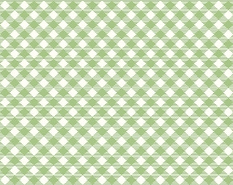 Bee Ginghams fabric sold by the half yard | Diagonal gingham/Debbie  | By Lori Holt of Bee in my Bonnet for Riley Blake | C12550-GRANNYGREEN