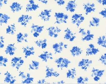 Summer Breeze fabric | Sold by the half yard | Blue and ivory floral | By Moda Fabrics 2021 |  33613 12