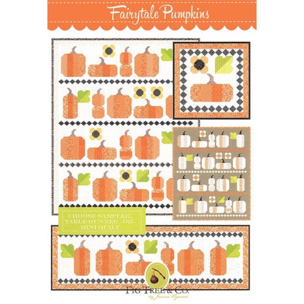 Fairytale Pumpkins Quilt Kit, cream version | Featuring Harvest Moon fabrics by Fig Tree Co/Moda Fabrics | Includes pattern  | 60.5" x 71.5"