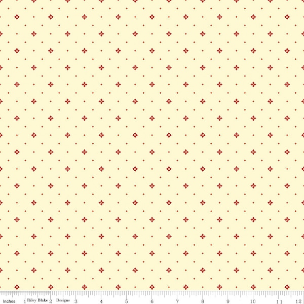 CLEARANCE SALE | Awesome Autumn fabric yardage | Priced by the half yard | Ditsy red cream| By Sandy Gervais for Riley Blake | C12176-CREAM