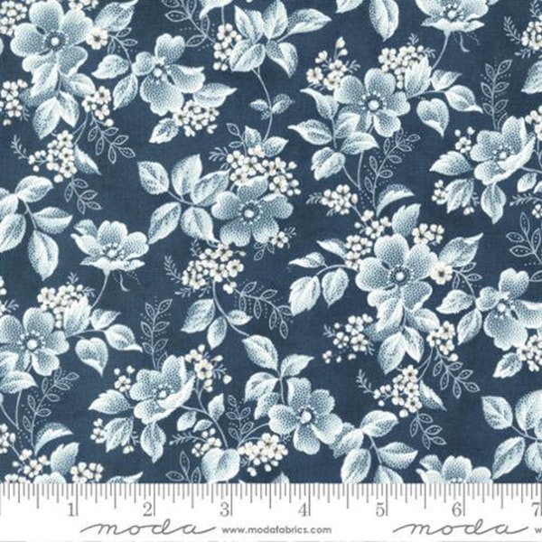 Cascade fabric | Priced by the half yard } Delicate Blossoms in Midnight | By 3 Sisters for Moda Fabrics | 44321-15