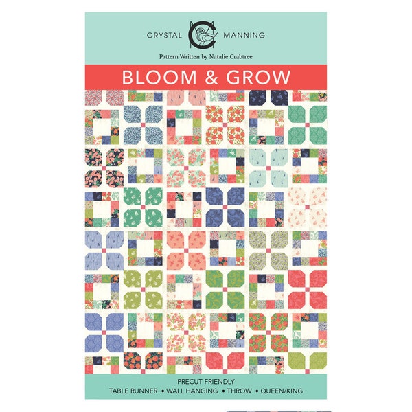 Bloom & Grow Quilt Kit featuring Garden Society fabrics | Designed by Crystal Manning for Moda | Wall and throw sizes |Includes pattern