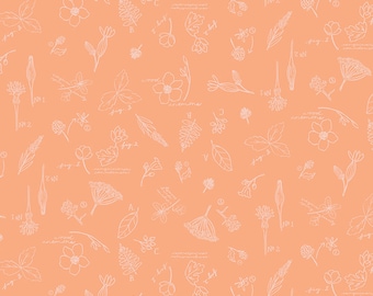 CLEARANCE SALE /Marked down | Wildwood Wander fabric sold by the half yard | Sketchbook | By Katherine Lenius for Riley Blake |C12432-PEACH
