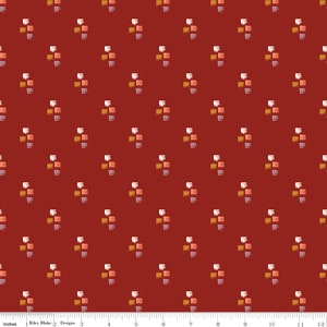 May include: A seamless pattern featuring a repeating design of three squares in different colors: white, orange, and pink. The squares are arranged in a diagonal pattern on a red background.