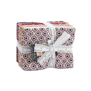 My Country Fat Quarter Bundle | By Kathy Schmitz for Moda 7040AB | Factory cut | Patriotic/ Americana / Red, white, and blue quilting fabric
