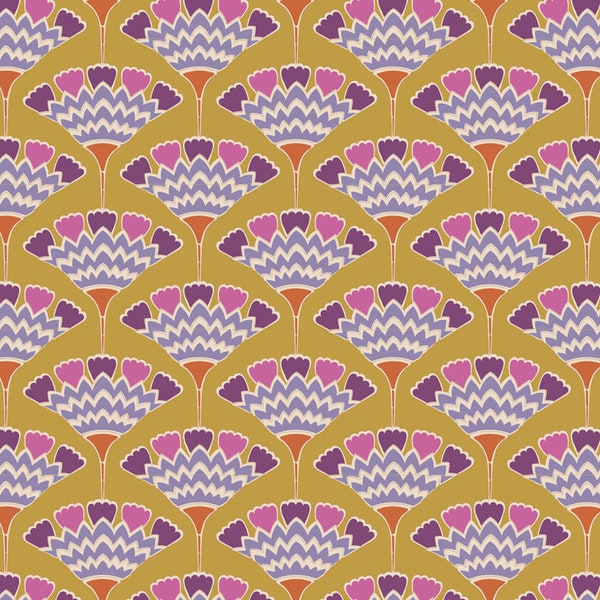 Clearance/marked down | Tilda Pie in the Sky yardage | Sold by the half yard | Tasselflower mustard | Item #100481