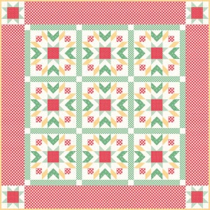 Gingham Star Quilt Kit / Forma de color navideña / Con Bee Ginghams Collection de Lori Holt para Riley Blake / 72" x 72"