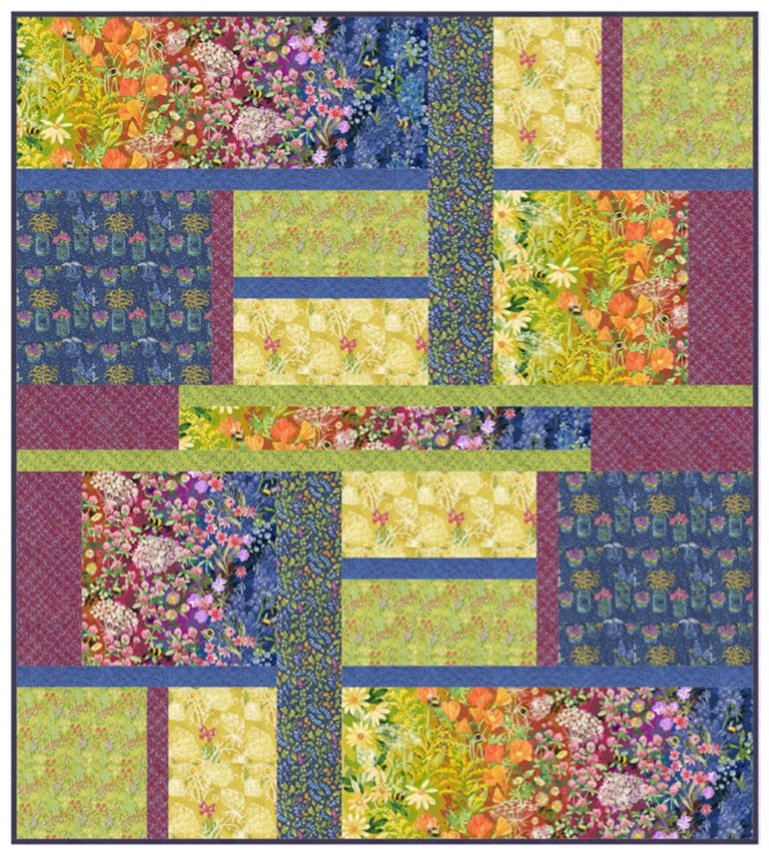 Chunky Cuts Quilt Kit Featuring Fabrics From Wild Blossoms Designed by