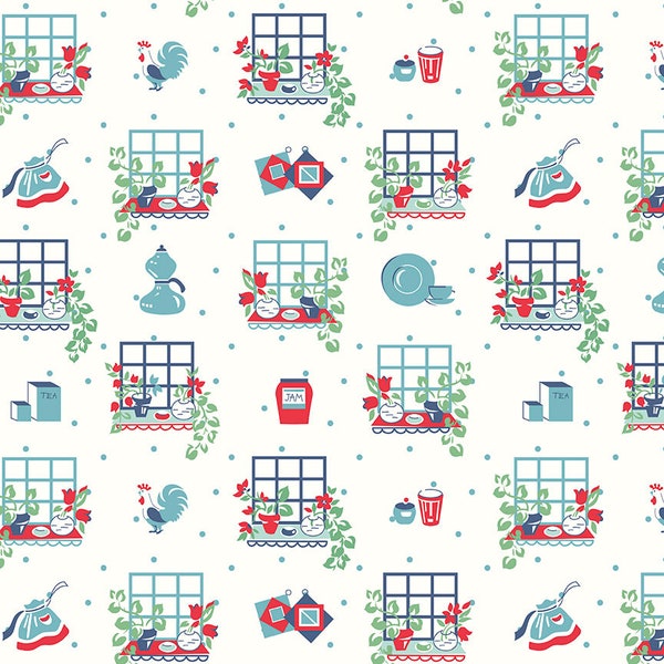 Cook Book kitchen window fabric yardage | Designed by Lori Holt for Riley Blake | C11756-COTTAGE