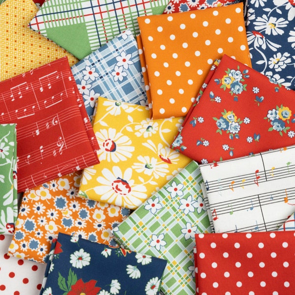 Sweet melodies fabric bundle | 28 pieces, full collection | Fat quarters or half yards | By American Jane for Moda Fabrics | Store cut