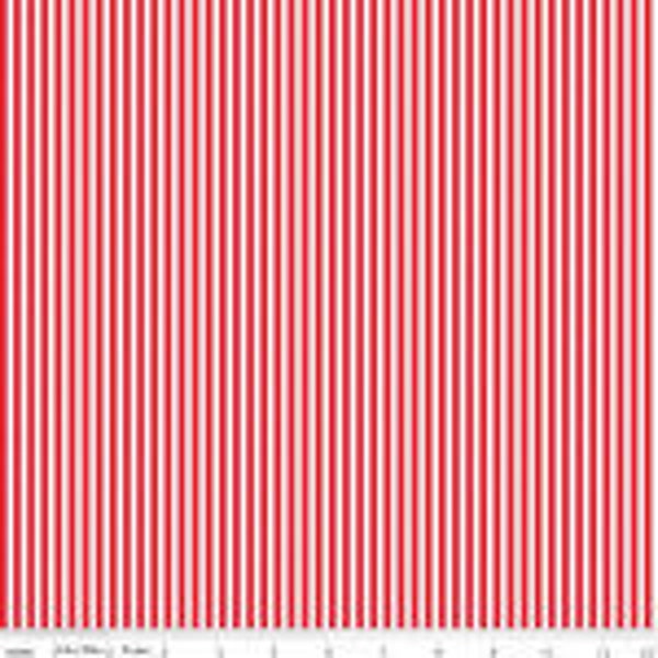 Stripes in red and white fabric yardage | Riley Blake Designs | C495-RED