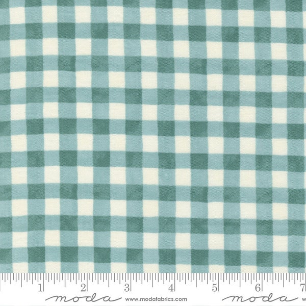 Harvest Wishes fabric yardage | Sold by the HALF YARD | By Deb Strain for Moda Fabrics | Aqua plaid/gingham | 56065 11