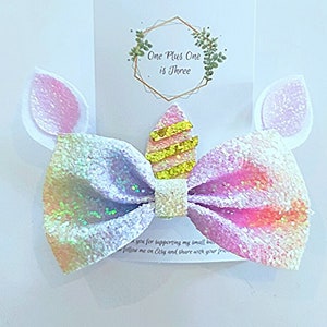 Unicorn Bow - Sparkly Bow - Girls Bow