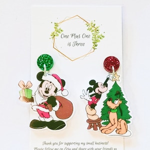 Mickey Mouse and Pluto Christmas Earrings