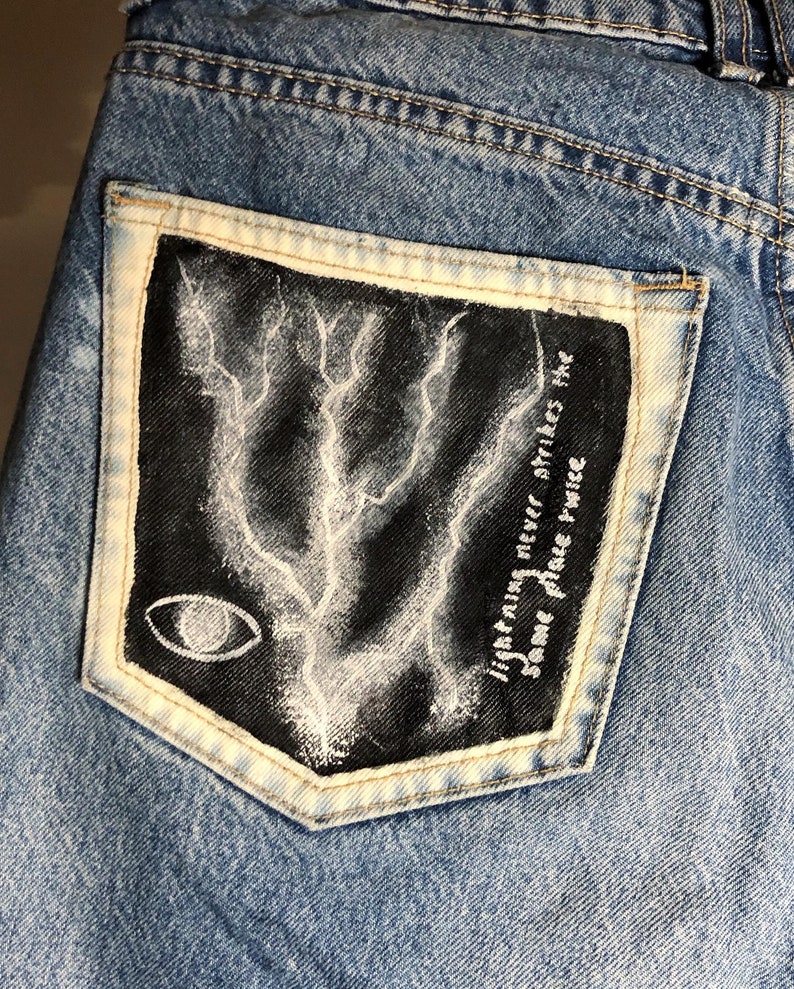 Custom Handpainted Lightning Jeans Etsy