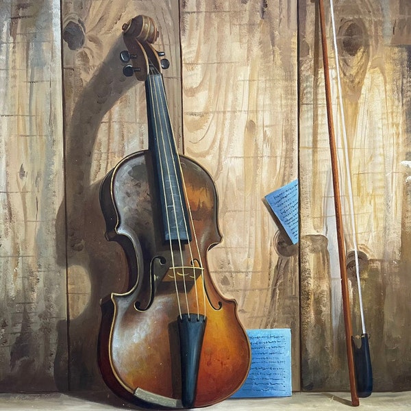 High Quality hand painted oil painting reproduction on canvas, still life: violine, 20"X24“