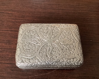 Silver Tibetan Bhutanese Betel nut box paisley design