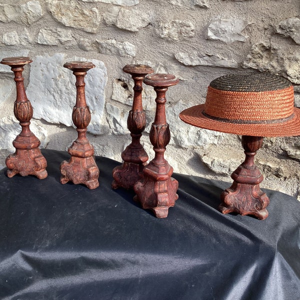 Set of rare antique wig and hat stands