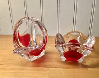 Two pieces of art glass possibly Swedish Paul Kedelv sold as one lot