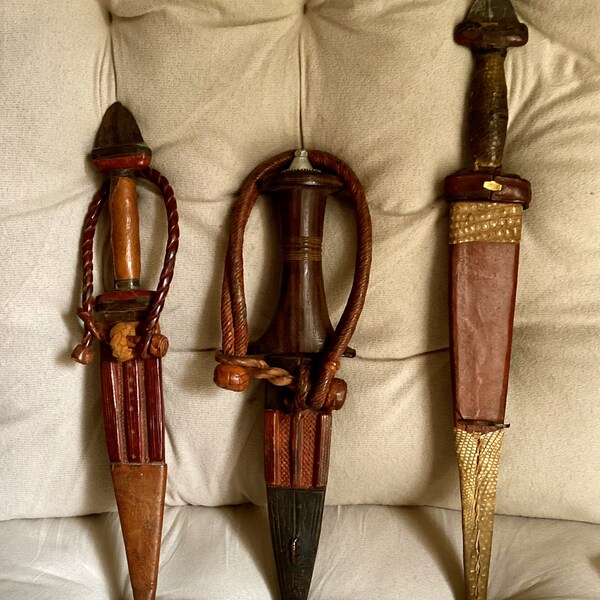 Collection of Three antique 19th century african daggers one lot of three will split