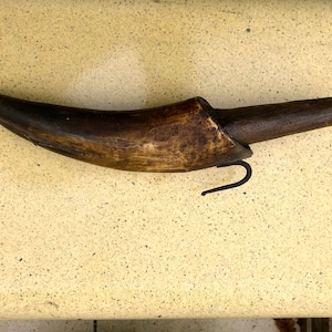 Extremely rare Antique Knife , sword and scythes sharpener in a cow horn holster