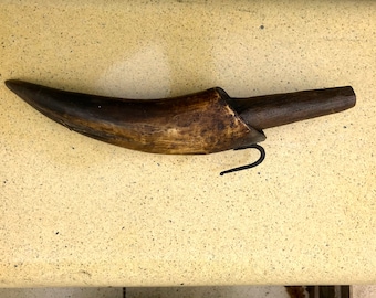 Extremely rare Antique Knife , sword and scythes sharpener in a cow horn holster