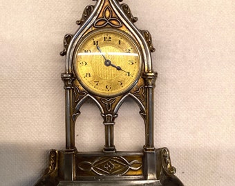 Antique gothic pin tray clock art nouveau Metal ware