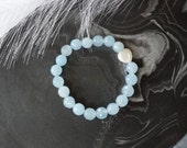 Aquamarine Gemstone Bracelet, Bead Jewelry, Healing Bracelet, 8mm Top Quality Aquamarine Bracelet, Pearl Heart Accent Bead