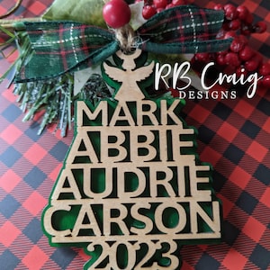 Personalized Family Name Christmas Tree Ornament