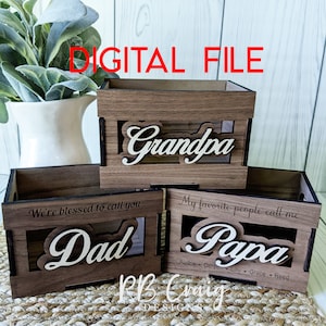 Vatertagsgeschenkkorb Laser geschnittenes svg digitale Datei, Vater, Papa, Opa, Kasten, Kiste, Glowforge getestet 1/4 "Zoll Sperrholz