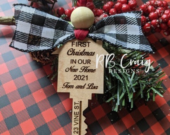 Our First Christmas in Our New Home Ornament | First Home Ornament | Christmas Key Ornament | House Ornament | Realtor client gift