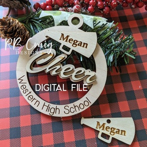 Sports laser svg cut file for Sports Christmas ornament Set #1 | Cheer Basketball Volleyball Football Soccer | Glowforge project | Car Charm