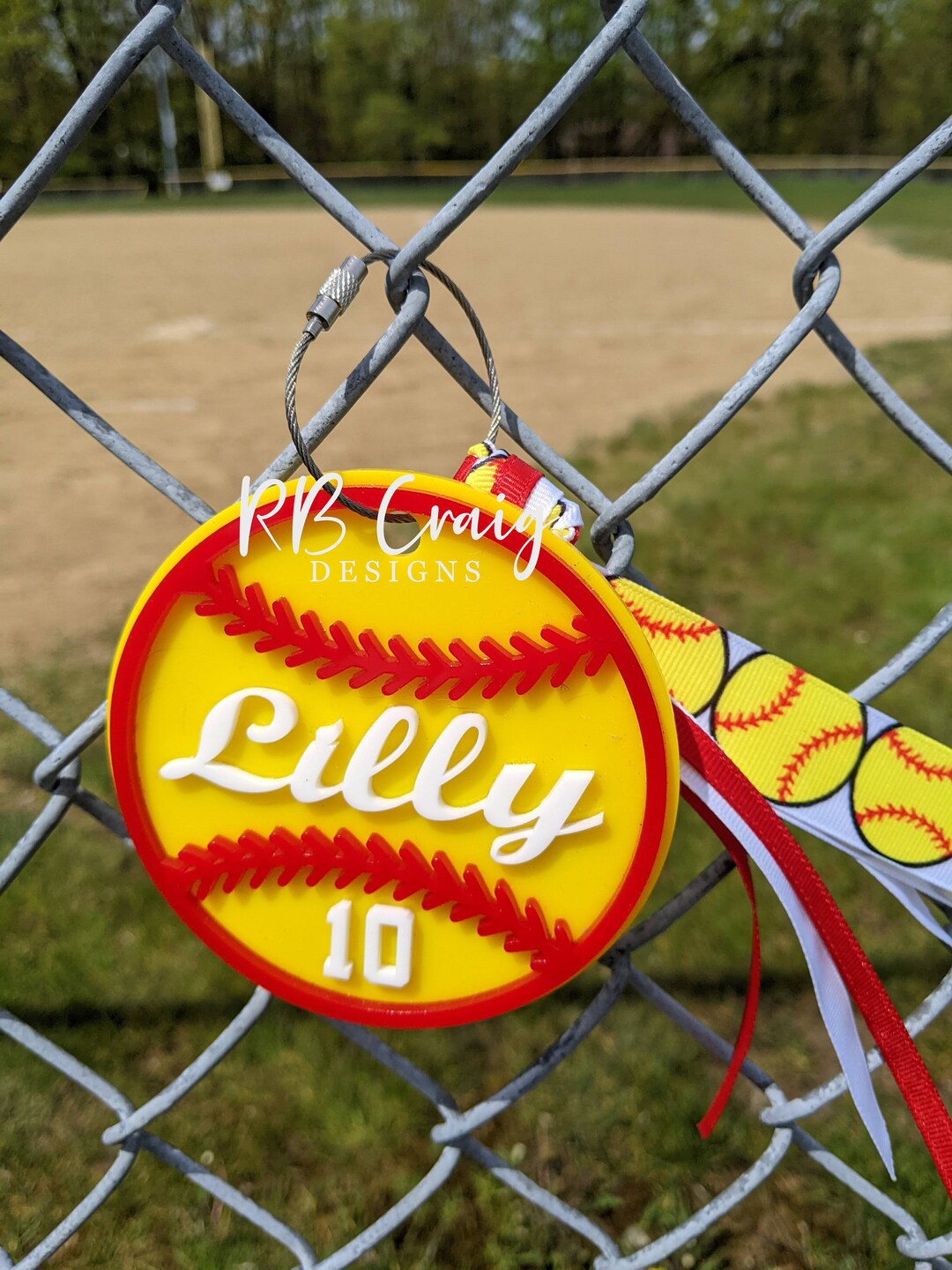 Personalized Softball Bag Tag Bag Charm Softball Mom Etsy